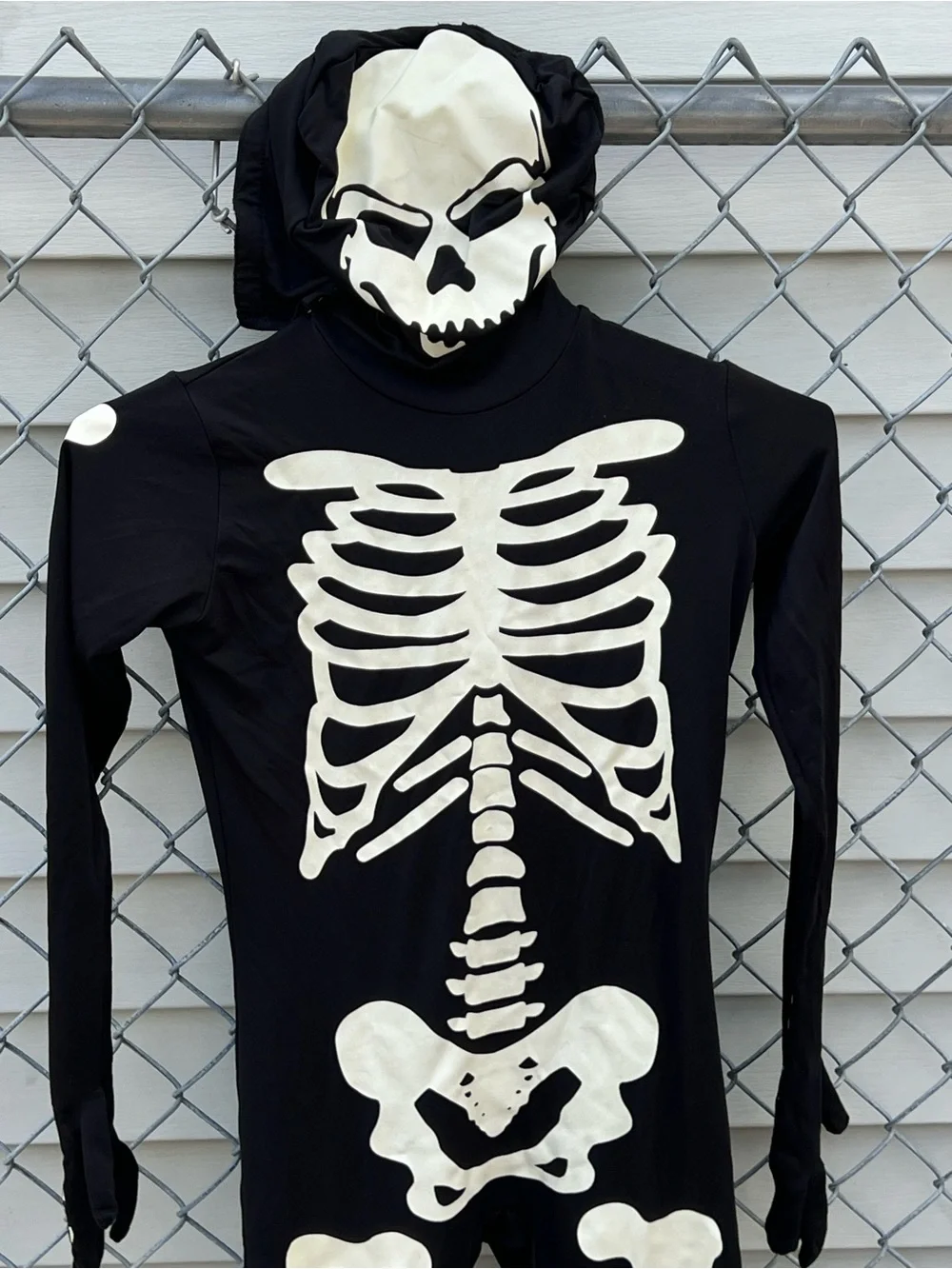 Spirit Halloween Glow Skeleton SuperSkin Costume - Black, White, Green Child XL - Picture 3 of 9